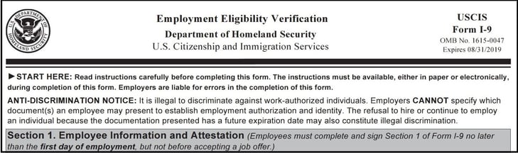 I-9 Forms: Timing of Initial Steps